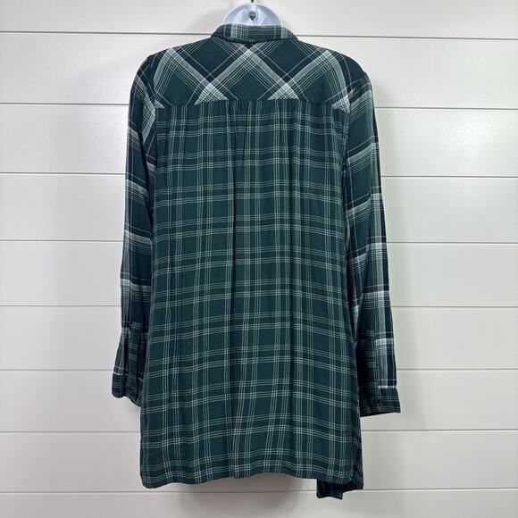 J. Jill Plaid Long Sleeve Button Front Tunic Top Shirt Green sz M - Picture 5 of 7